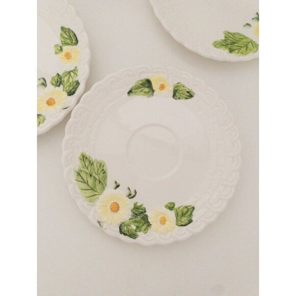 Lefton Set Of 6 Vintage Ceramic Floral-Embossed Saucer Plates - Picture 10 of 12